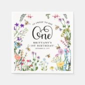 "Sweet-to-Bee" Wilde bloem en bloemBee 1e verjaard Servet (Voorkant)