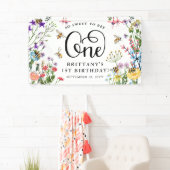 "Sweet-to-Bee" Wilde bloem en bloemBee 1e verjaard Spandoek (Insitu)