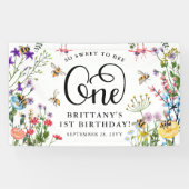 "Sweet-to-Bee" Wilde bloem en bloemBee 1e verjaard Spandoek (Horizontaal)