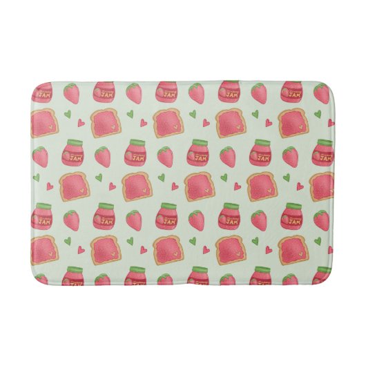 Sweet Toast and Strawberry Jam Pattern Badmat (Voorkant)