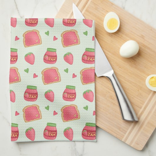 Sweet Toast en aardbeienjam Theedoek (Quarter Fold)