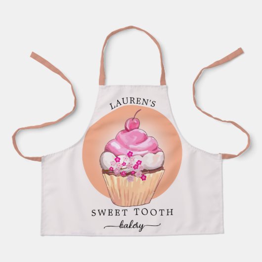 Sweet Tooth Cupcake Cute Bakery Chef Schort (Voorkant)