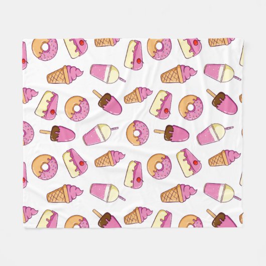 Sweet Tooth Dessert Pattern Fleece Deken (Voorkant (Horizontaal))