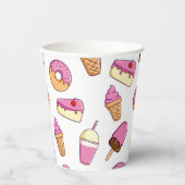 Sweet Tooth Dessert Pattern Papieren Bekers (Voorkant)