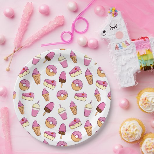 Sweet Tooth Dessert Pattern Papieren Bordje (Feest)