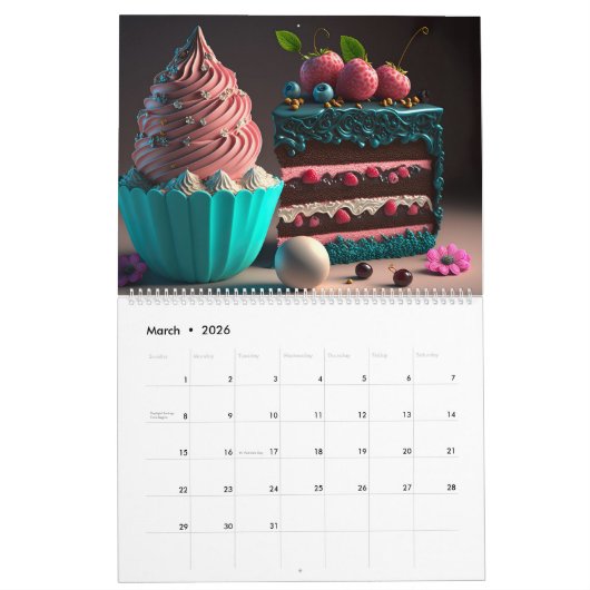 Sweet Tooth, kleurrijke kake-desserts Kalender (Mar 2026)