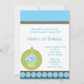 Sweet Treat Blue First 1st Cupcake Birthday Kaart (Voorkant)