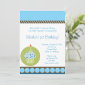 Sweet Treat Blue First 1st Cupcake Birthday Kaart (Staand voorkant)