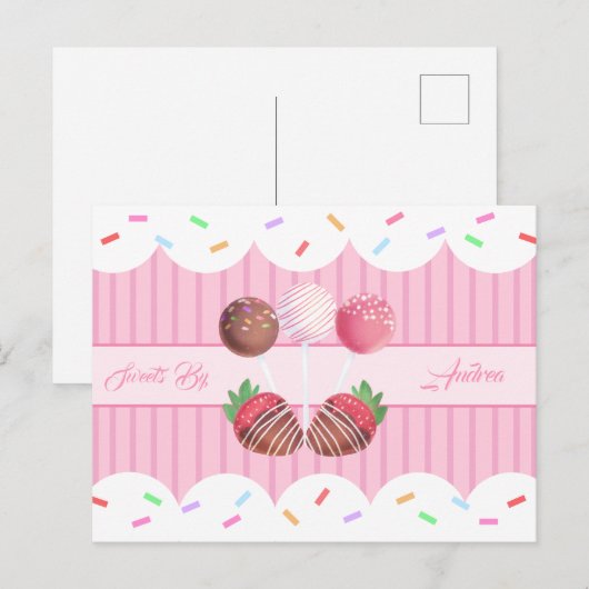 Sweet Treat Chocolate Aardbeien en Cake Poppen Briefkaart (Voorkant / Achterkant)