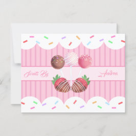 Sweet Treat Chocolate Aardbeien en Cake Poppen Briefkaart