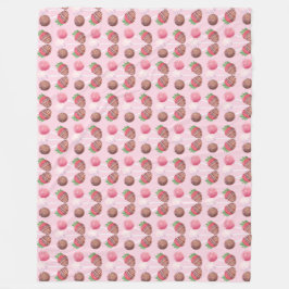 Sweet Treat Chocolate Aardbeien en Cake Poppen Fleece Deken