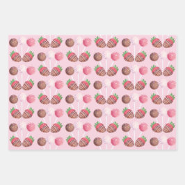 Sweet Treat Chocolate Aardbeien en Cake Poppen Inpakpapier Vel