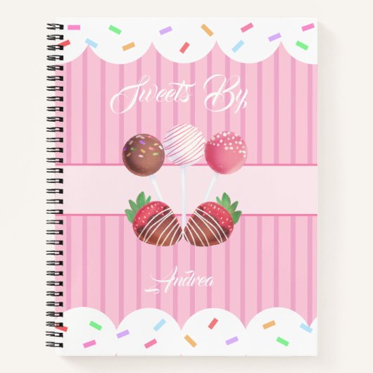 Sweet Treat Chocolate Aardbeien en Cake Poppen Notitieboek (Voorkant)