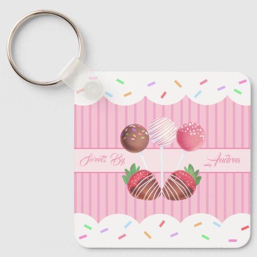 Sweet Treat Chocolate Aardbeien en Cake Poppen Sleutelhanger (Voorkant)