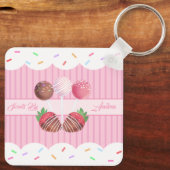 Sweet Treat Chocolate Aardbeien en Cake Poppen Sleutelhanger (Achterkant)