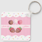 Sweet Treat Chocolate Aardbeien en Cake Poppen Sleutelhanger (Achterkant)