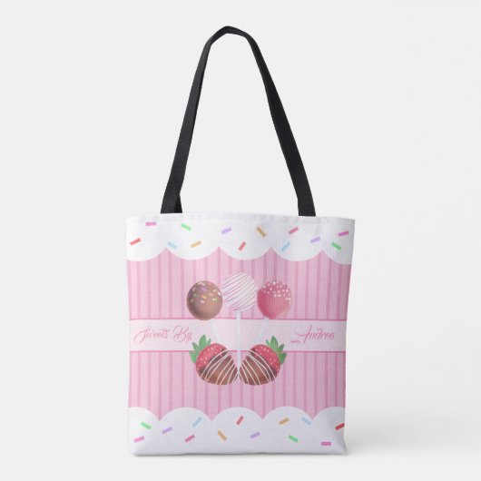 Sweet Treat Chocolate Aardbeien en Cake Poppen Tote Bag (Achterkant)