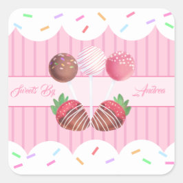 Sweet Treat Chocolate Aardbeien en Cake Poppen Vierkante Sticker