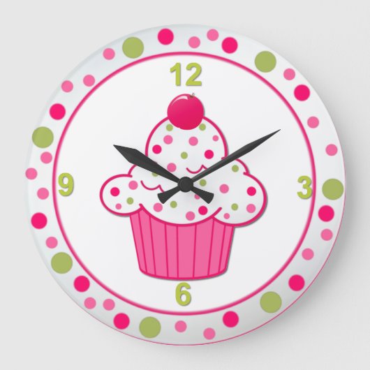 Sweet Treat Cupcake Wall Clock Grote Klok (Voorkant)