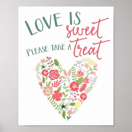Sweet Treat Floral Heart Wedding Sign Poster (Voorkant)