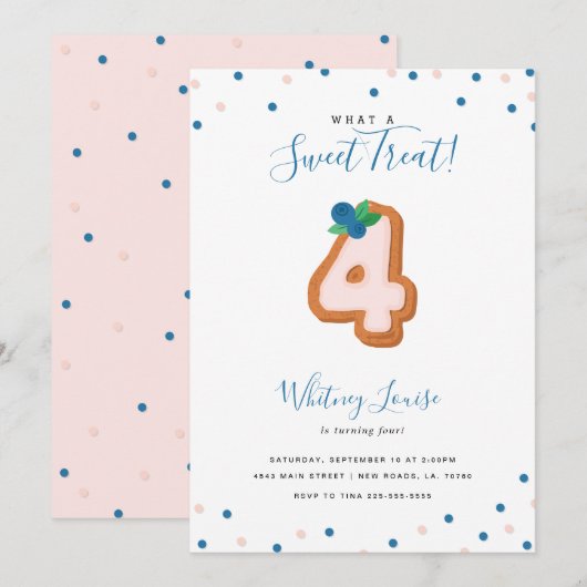 Sweet Treat Fourth Birthday Kaart (Voorkant / Achterkant)