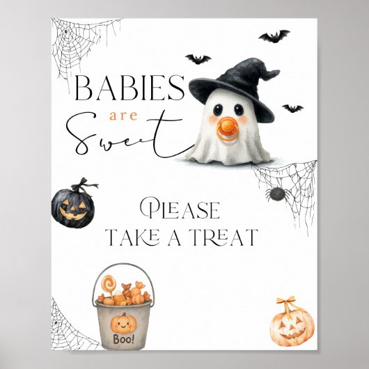 Sweet Treat Little Boo Baby shower Halloween Poster (Voorkant)