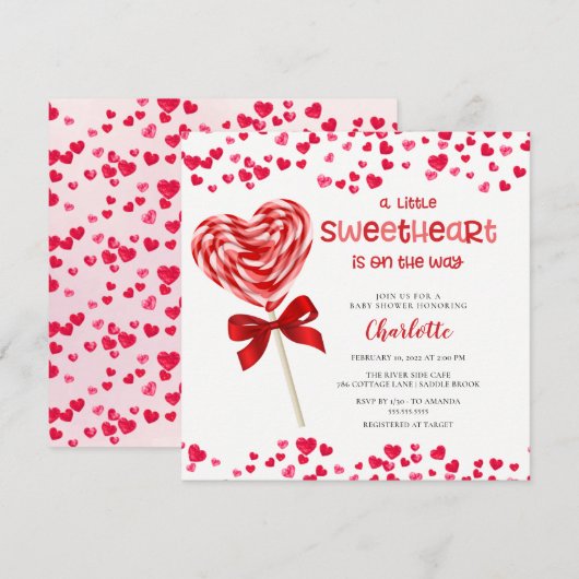 Sweet Treat Little Sweeite Baby shower Invitat Kaart (Voorkant / Achterkant)