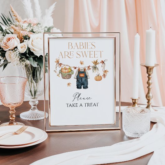 Sweet Treat Pumpkin Rustic Herfst Baby shower Poster
