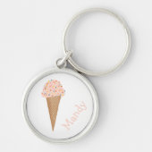 Sweet Treat Roze ijs Cone Sprinkles CUSTOM Sleutelhanger (Voorkant)
