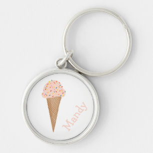 Sweet Treat Roze ijs Cone Sprinkles CUSTOM Sleutelhanger