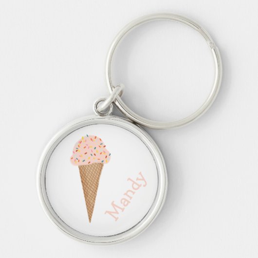 Sweet Treat Roze ijs Cone Sprinkles CUSTOM Sleutelhanger (Voorkant)