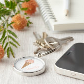 Sweet Treat Roze ijs Cone Sprinkles CUSTOM Sleutelhanger (Zijkant)