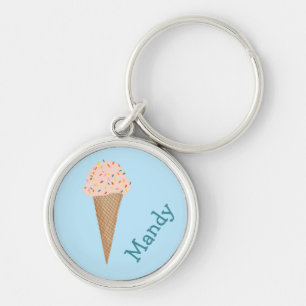 Sweet Treat Roze ijs Cone Sprinkles CUSTOM Sleutelhanger