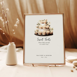 Sweet Treat Rustic Neutral Vintage Wedding Sign Poster