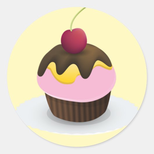 Sweet Treat Sticker, Cupcake Ronde Sticker (Voorkant)