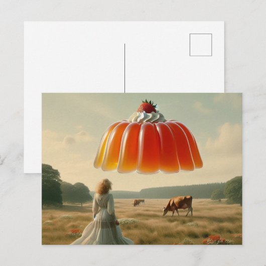 Sweet Treat UFO met slagroom en aardbei Briefkaart (Voorkant / Achterkant)