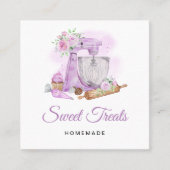 Sweet Treats Bakery Paarse Vierkante Visitekaartje (Voorkant)