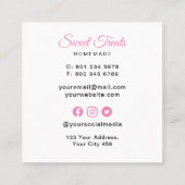 Sweet Treats Bakery Pink Vierkante Visitekaartje (Achterkant)