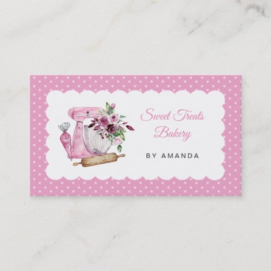 Sweet Treats Bakery Pink Visitekaartje (Voorkant)
