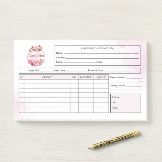 Sweet Treats Bakery Receipt Invoice Post-it® Notes