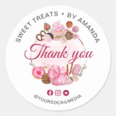 Sweet Treats Bakkerij Dank u Ronde Sticker (Voorkant)