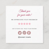 Sweet Treats bakkerij Dank u Vierkante Visitekaartje (Achterkant)
