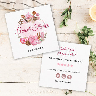 Sweet Treats bakkerij Dank u Vierkante Visitekaartje