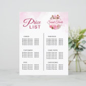 Sweet Treats Bakkerij prijslijst (Staand voorkant)