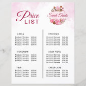 Sweet Treats Bakkerij prijslijst (Voorkant)