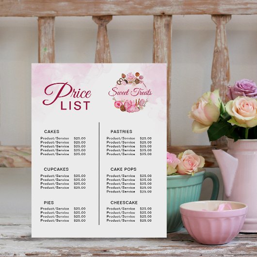 Sweet Treats Bakkerij prijslijst