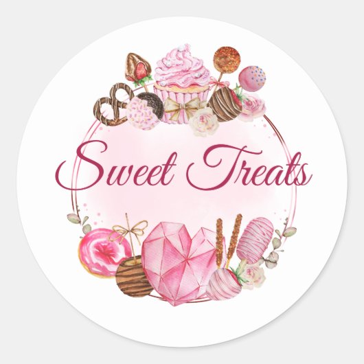 Sweet Treats Bakkerij Ronde Sticker (Voorkant)