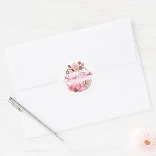 Sweet Treats Bakkerij Ronde Sticker (Envelop)