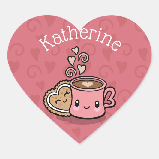 Sweet Treats Cacao en Koekje Hart Sticker (Voorkant)