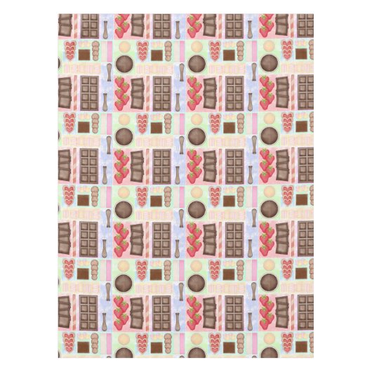 Sweet Treats Chocolate Fondue Dessert Marshmallow Tafelkleed (Voorkant)